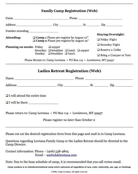 Family Camp Registration